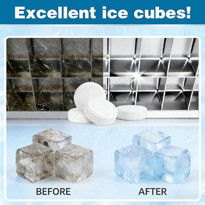SOPAMI Ice Machine Cleaner and Descaler Tablets –24 Pack Ice Maker Cleaner Tablets, Nickel Safe Scale Remover for Countertop Portable Commercial Ice Makers, Compatible with Major Brands