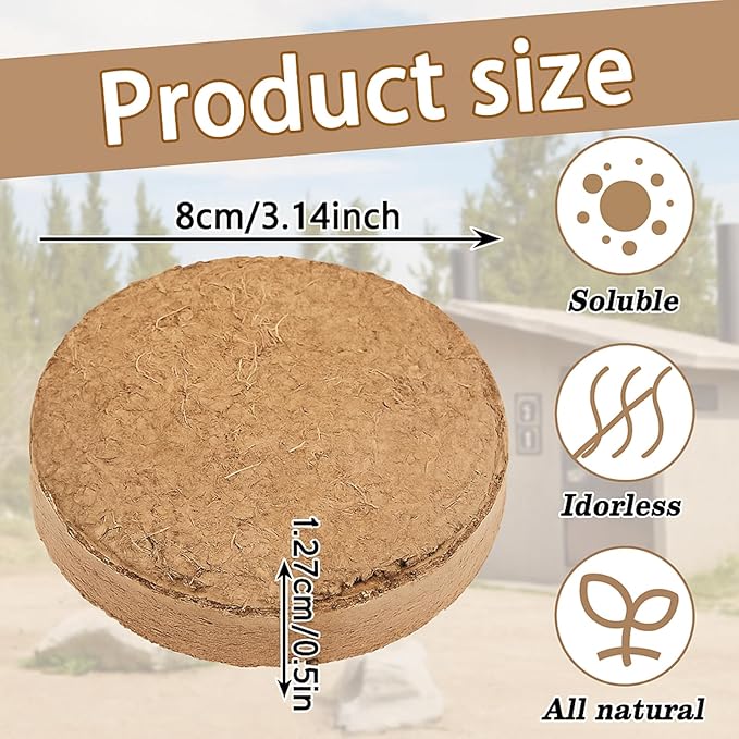 LEIFIDE Composting Toilet Coconut Coir Disks Coir Soil Disc for Organic Composting Toilet Indoor Outdoor Use, 3.14 x 0.5 Inches