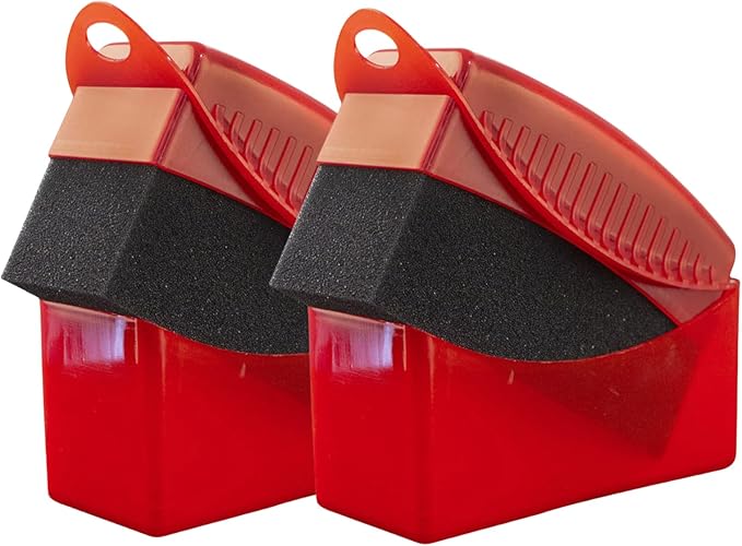 Car Tire Applicator Sponge Set of 2 Supplies Wheel Waxing Pad with Handle Fit for Easy Detailing Ergonomic Designs Reusable Tire Sponge (Red)