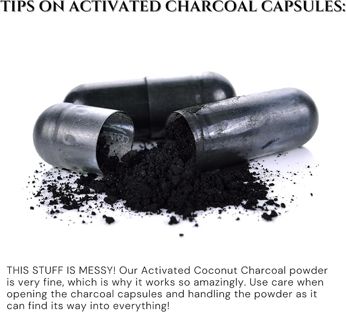Schizandu Activated Coconut Charcoal Capsules – Vegan, Organic, Non-GMO, No Additives – 210 Count, X-Large Bottle