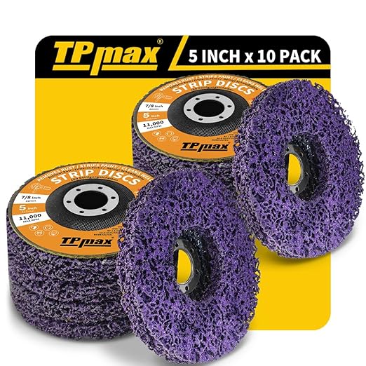 TPmax 5" x7/8'' Stripping Discs Rust Remover Wheel Remove Paint and Oxidation Poly Strip Wheel Disc Abrasive Angle Grinding Wheel - 10 Pack(Purple)