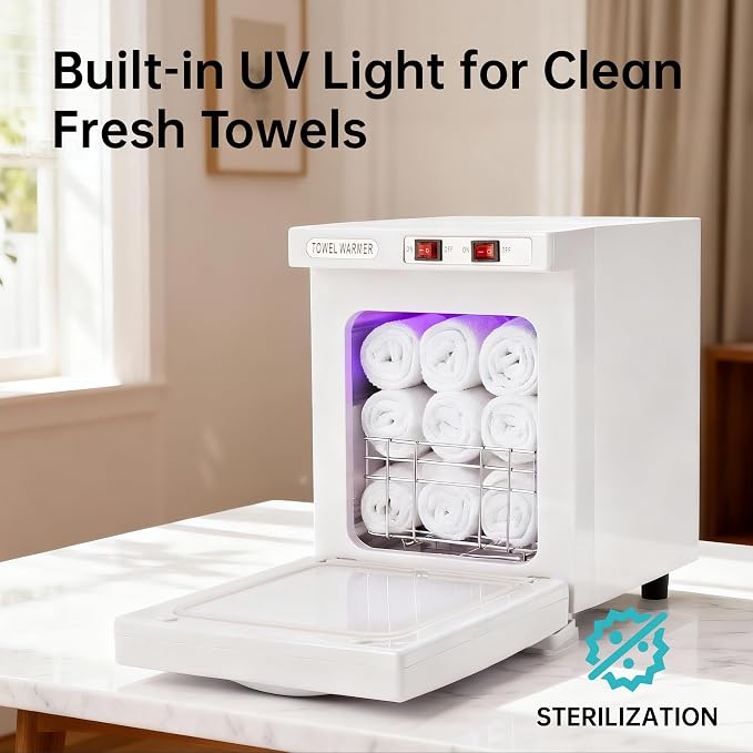 NOVAL Towel Warmer Cabinet, 5L Hot Towel Warmer for Barber Shop, Fast Heating Compact Towel Heater for Spa, Salon & Home Use, Holds 8–10 Towels