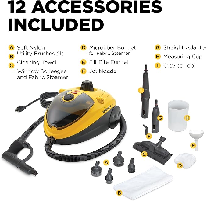 Wagner Spraytech 2494398 905e AutoRight Multi-Purpose Steam Cleaner, 12 Accessories Included, Power Steamer for cleaning, Color May Vary