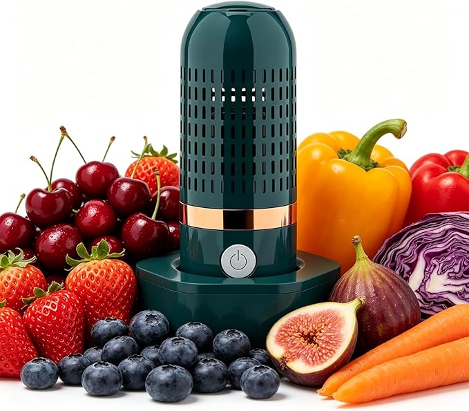 Produce Cleaner – Portable OH-ion Fruit & Vegetable Washer, Deep Cleans Produce, Meat & Seafood in 10 Minutes, No Scrubbing, IPX7 Waterproof, for Home, Travel & Outdoor