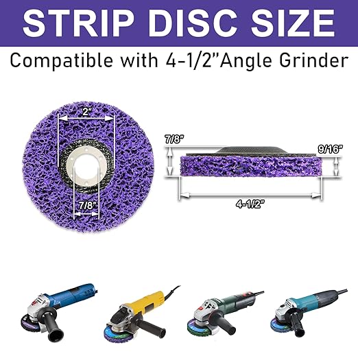 Paint Stripping Discs 12-Pack, 4-1/2" Purple Strip Disc Wheel for Angle Grinder, Ideal for Paint, Rust, and Grime Removal, Metal and Wood Stripping