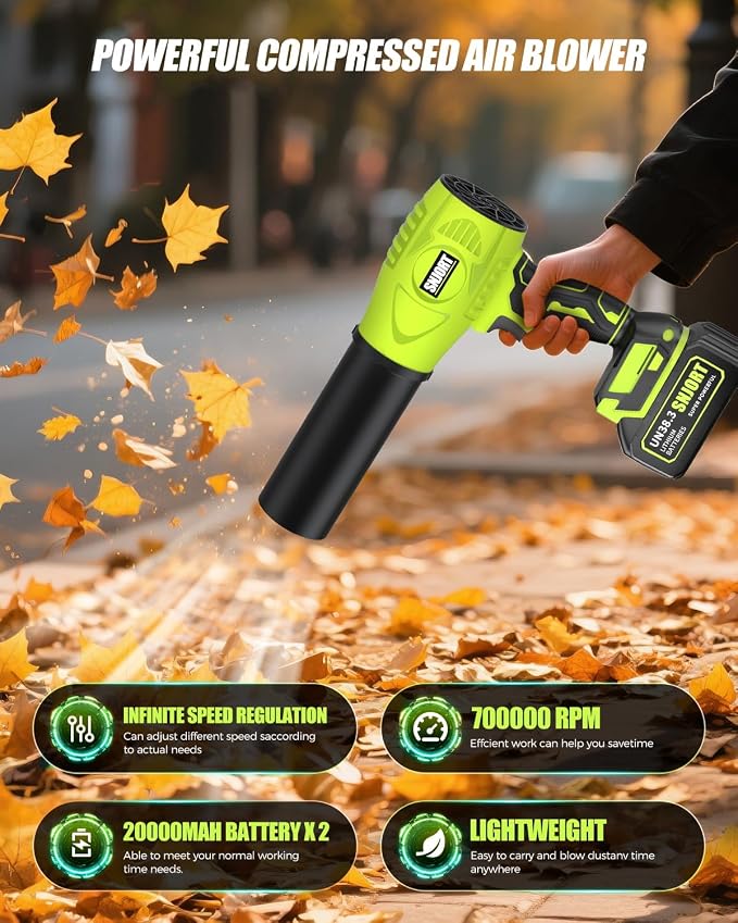 Leaf Blower Cordless with Battery and Charger, 980,000 RPM, Extended Nozzle, Lightweight Handheld,Blower for Patio Cleaning,Leaves and Dust,Birthday Gifts for Men Dad Husband（Mint Green）