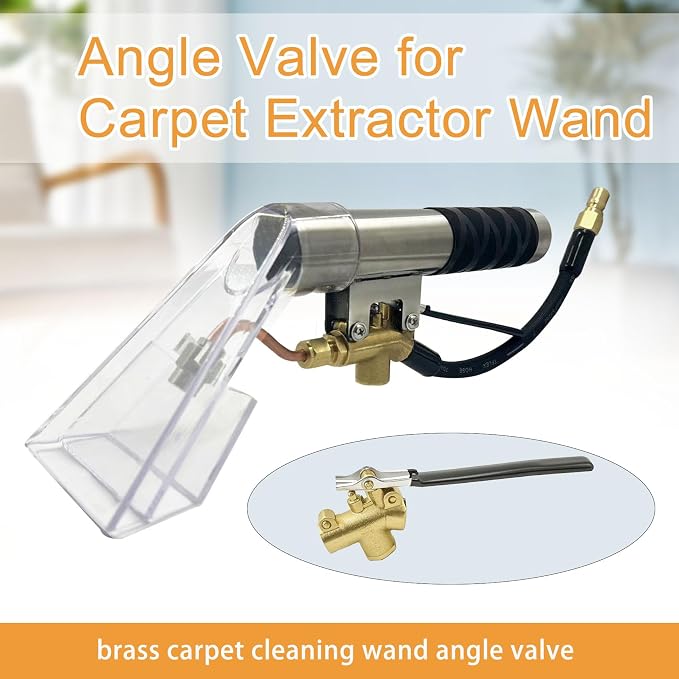 1/4" Carpet Cleaning Wand Angle Valve, Brass Angled Flow Control Valve for Carpet Extractor Upholstery Wand, Angle Valve Handle for Carpet Cleaner