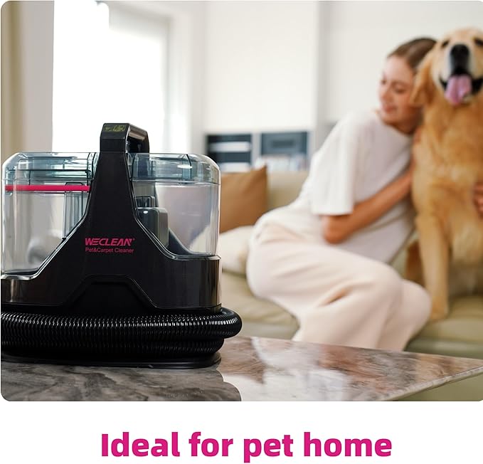 Portable Carpet Cleaner，18kPa Handheld Spot Cleaner for Upholstery and Car Interior，Cordless Pet Stain Remover with 500ml Tank，Lightweight for Sofa，Couch，Stairs，Mattress，Black and Pink