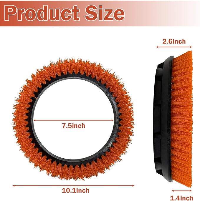 Commercial 237047 Nylon Carpet Orbiter Brush, 12" Diameter, Polypropylene Bristle Brush for ORB550MC Orbiter Floor Machine, Orange(2 PCS)