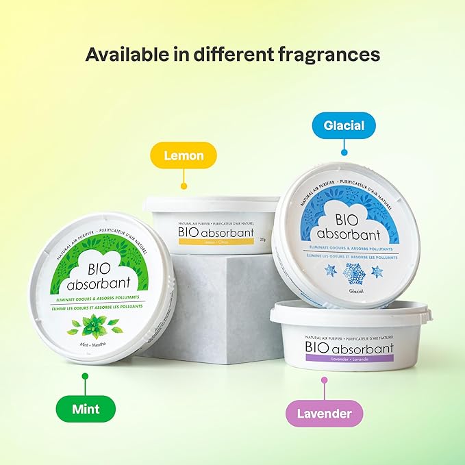ATTITUDE Bio Absorbant Air Purifier with Activated Carbon, Plant- and Mineral-Based, Absorbs Odors, Vegan, Glacial, 8 Ounces