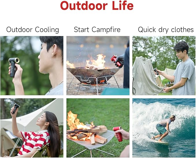 KiCA Jetfan 2S Electric Air Duster for Computer/Keyboard/House Cleaning/Camera Lens/Camping/BBQ/Car/Barbershop/Hair Drying,117000RPM,Upgraded Nozzle/BatteryLife,Air Can Substitute Tool-Red
