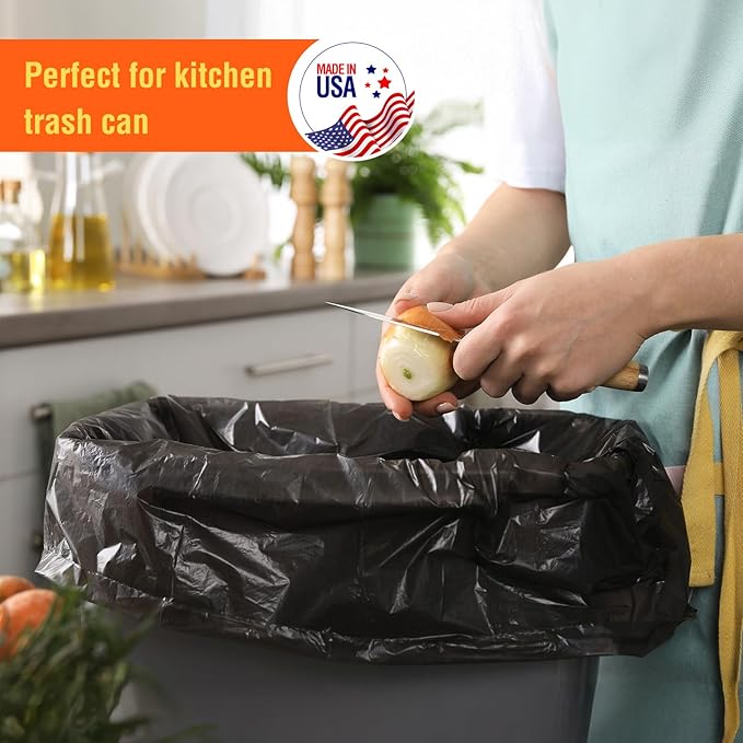 Delxo 30-33 Gallon Trash Bags, 21000 Count – 0.6 Mil Medium Duty Garbage Bags, Durable Plastic Bolsas para basura, Perforated Design– Made in USA for Kitchen, Yard, Office (Black)