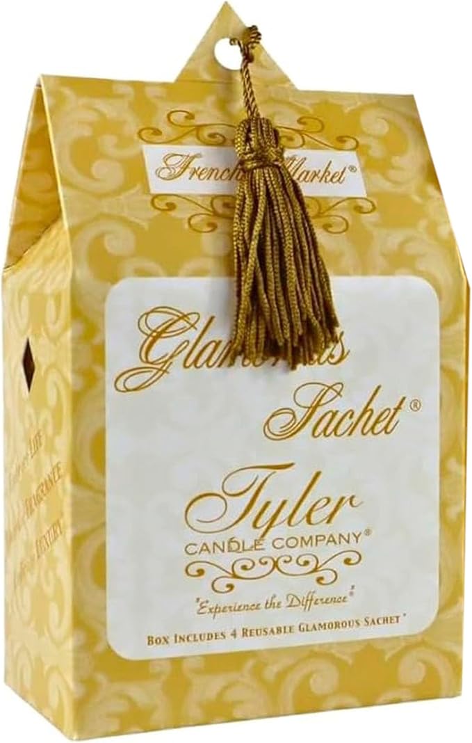 Elanze Designs Tyler Candle French Market Mixer Melts - 22 Ounce Glass Jar Candle - Laundry Scented Sachet Bundle; Set of 3