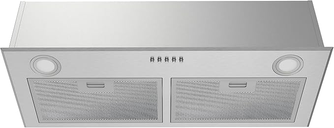 FIREGAS Range Hood 28 Inch, Built-in Stainless Steel Kitchen Vent Hood with 450 CFM, 3 Speed Exhaust Fan, 2 LED Lights & Button Control, Ducted/Ductless Convertible
