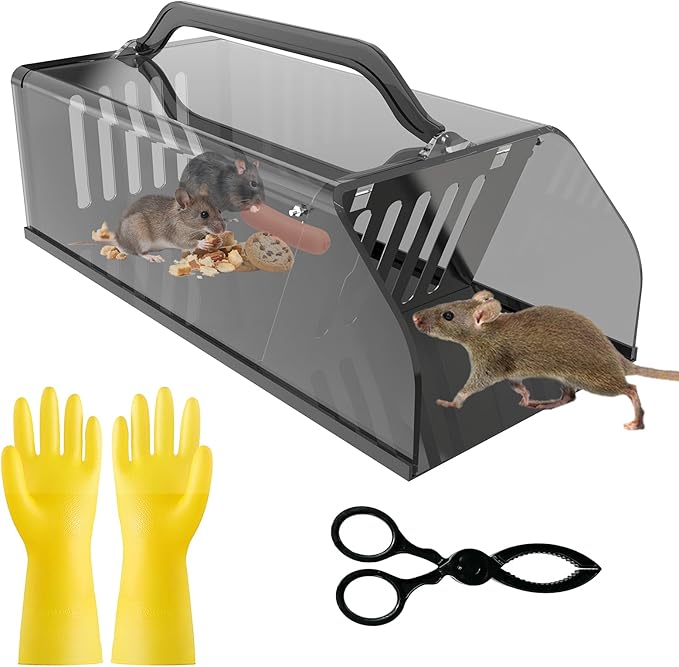 2026 Upgraded Humane Rat Trap, Live Animal Trap Outdoor & Indoor Use, Reusable Automatic Continuous Mouse Traps Cage Small Rodent Trap for Mice, Rats, Chipmunks, Voles, Easy Catch & Release
