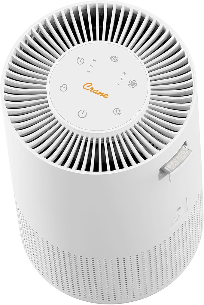 Crane True HEPA Air Purifiers for Home, Up To 250 Sq Ft, Air Purifiers For Bedroom, and Office, Removes Dust, Smoke, Pet Dander, and Allergens, Purifier HEPA with Sleep Timer, Child Lock, Aroma Tray
