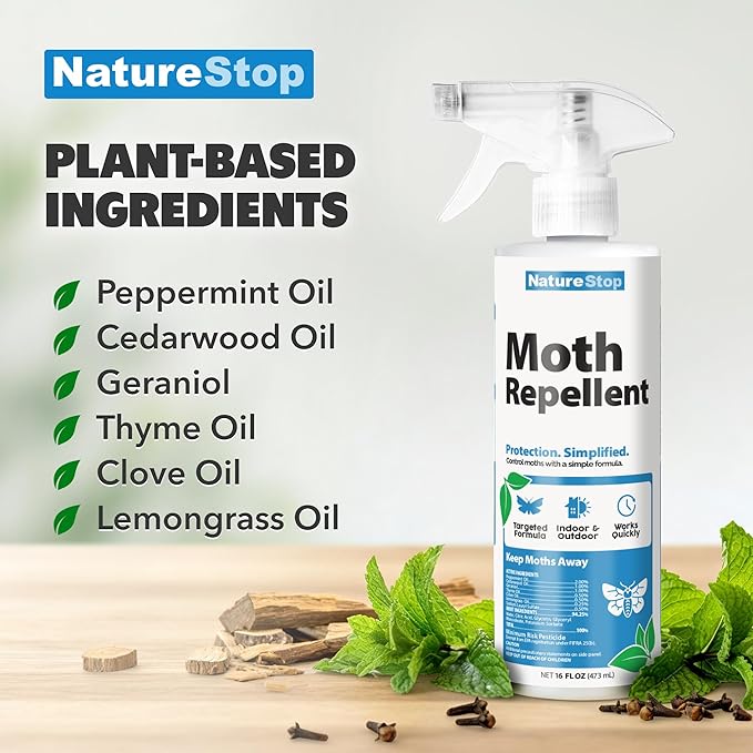 Moth Repellent Spray – Helps Deter Moths from Closets, Clothing & Fabric Surfaces, 16 oz (475mL)