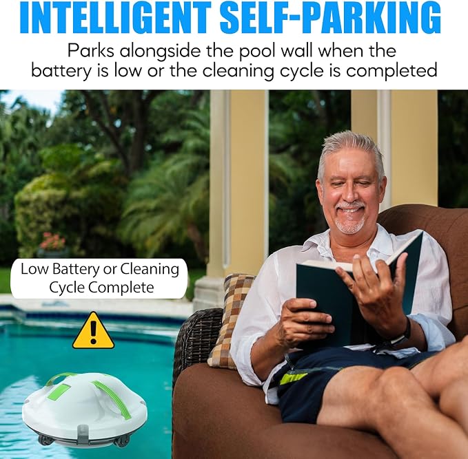 2026 Cordless Robotic Pool Cleaner, Pool Vacuum for Above Ground Pool with 120 Mins Runtime, Auto-Parking Robot Pool Cleaner for Inground Flat Pools Up to 1000 sq.ft