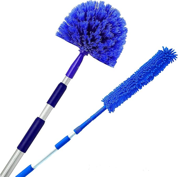 Cobweb Duster Extendable 18 Foot + Spider Web Brush with Pole