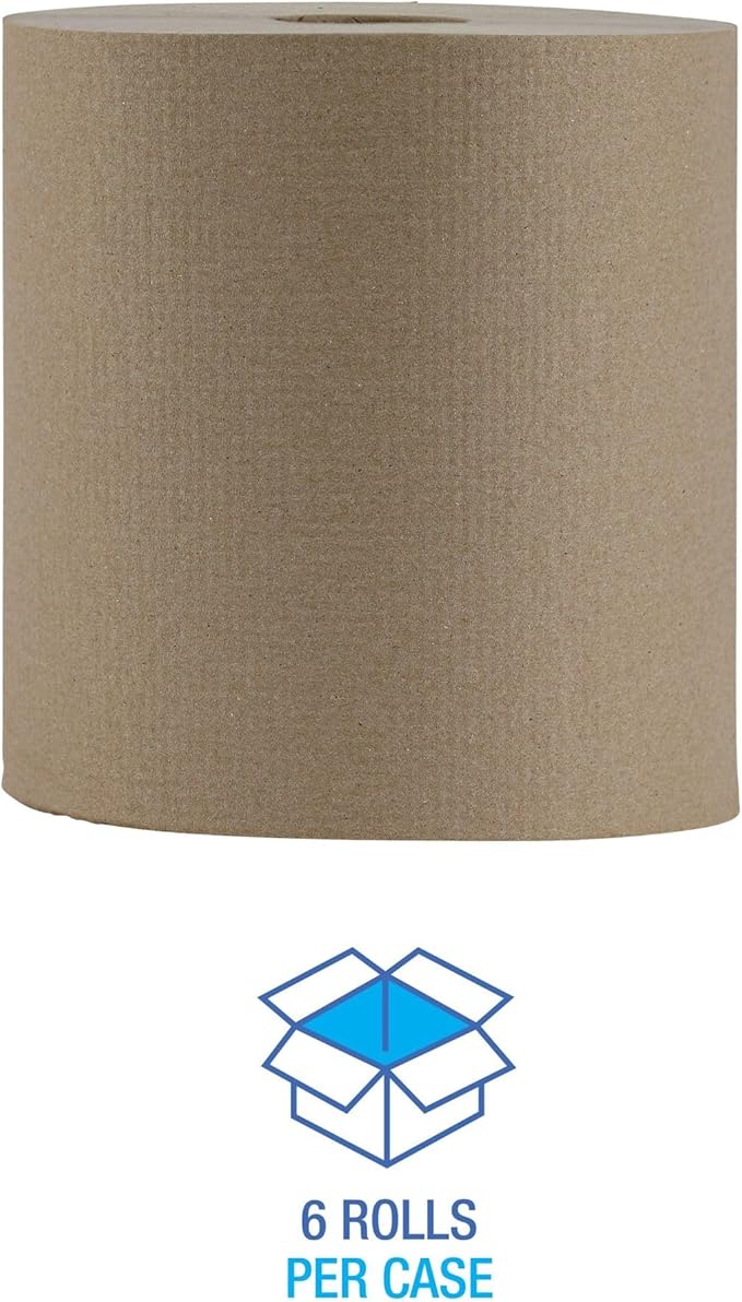 Boardwalk Hardwound Paper Towels, Nonperforated, 1-Ply, 8" x 800 ft, Natural, 6 Rolls/Carton