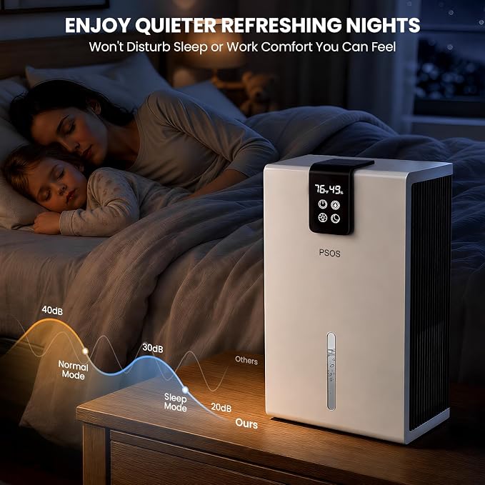Dehumidifier, Dehumidifiers for Home, 98 OZ Water Tank, (1000 sq.ft) Quiet Dehumidifier for Basement Bathroom Bedroom with Humidity Display, Auto Shut Off, Relaxing 7 Color Light(White)