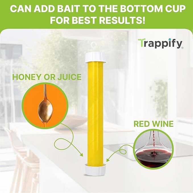 Trappify Hanging Fly Traps Outdoor: Fruit Flies and Flying Insect Trap for Indoor & Outdoor Use I Disposable Sticky Fly Trap Indoor House Pest Control (2 Pack)