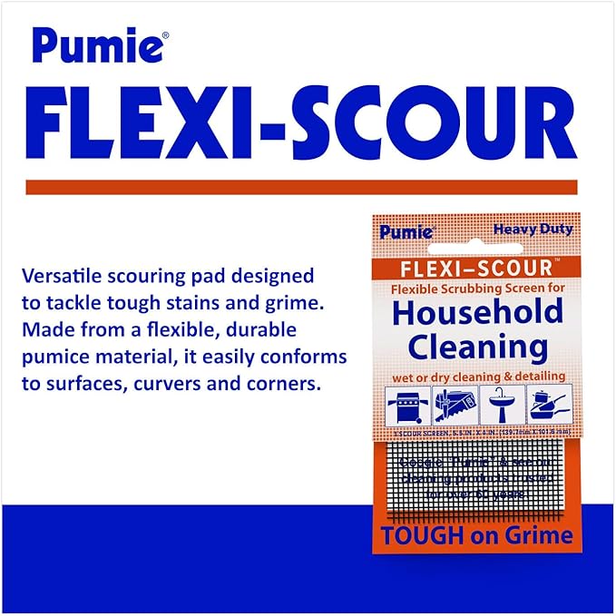 PUMIE Flexi-Scour (48 Pack) - Flexible Scrubbing Screen - Heavy Duty Scouring Pad - Abrasive Grit Cleaning Screen for Toilet Bowls, Grills, Removes Carbon, Rust, Scale, Grime - 5.5x4 in, FLEX-48 C