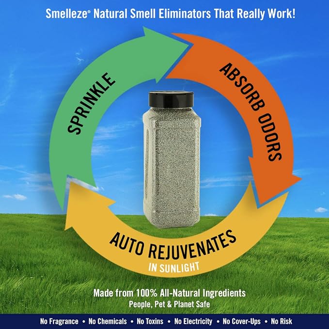 SMELLEZE Dead Animal Odor Eliminator for Strong Odor Removal - Eliminate Dead Rodent & Wildlife Smell - Safe Indoor & Outdoor Use, Natural Odor Remover, Fresh & Effective - Granules, 25 lbs.