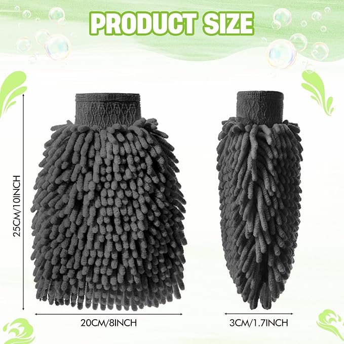 48 Pack Car Wash Mitt Bulk Microfiber, 10'' x 8'' Chenille Car Wash Mitt Gloves, Scratch Free Double Sided No Lint No Marks for Truck SUV and All Vehicle Surfaces (Grey)