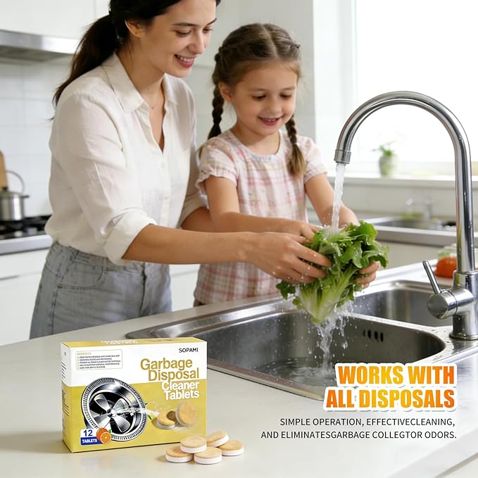 SOPAMI Garbage Disposal Cleaner Tablets 24-Pack - Sink Cleaner and Deodorizer, Disposal Cleaner and Deodorizer, Garbage Disposal Cleaner and Deodorizer Tablets