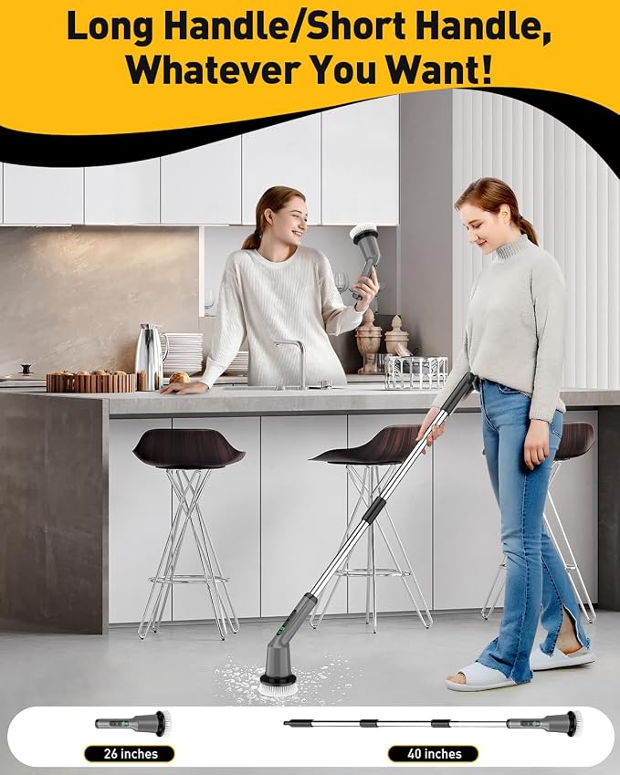 Electric Spin Scrubber, Shower Scrubber Cordless Scrub Brush, Grey
