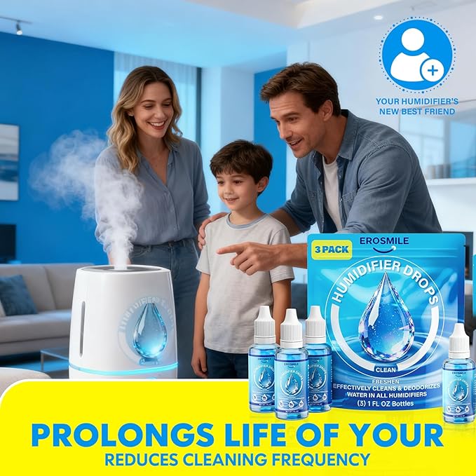Humidifier Cleaner Drops [3 Pack] Humidifier Water Treatment Cleaning Drops for All Makes & Models - Slows Buildup & Scaling - Cleans & Deodorizes Water, 300+ Day Supply