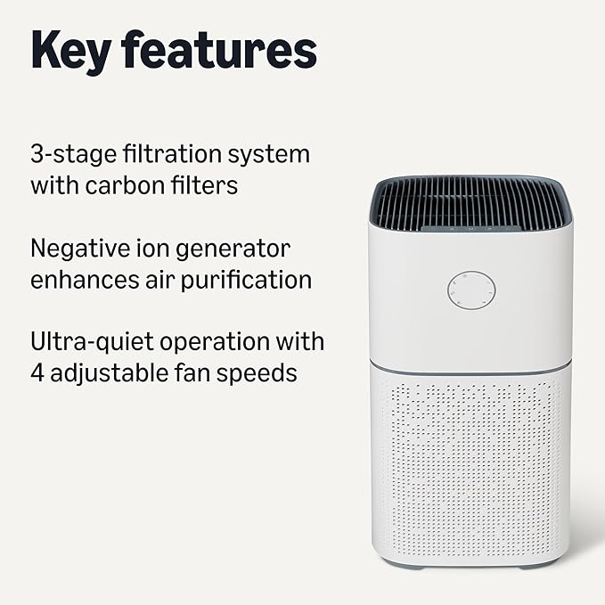 Amazon Basics Air Purifier for Home with Large Rooms, Covers Up to 2600 Sq ft, White
