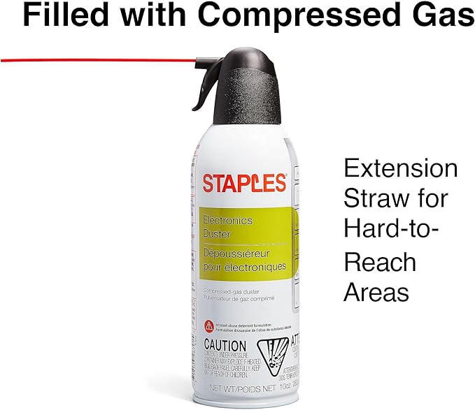 Staples Compressed Air Duster – 10 oz. Cans for Electronics, Keyboards & Office Devices, 2‑Pack