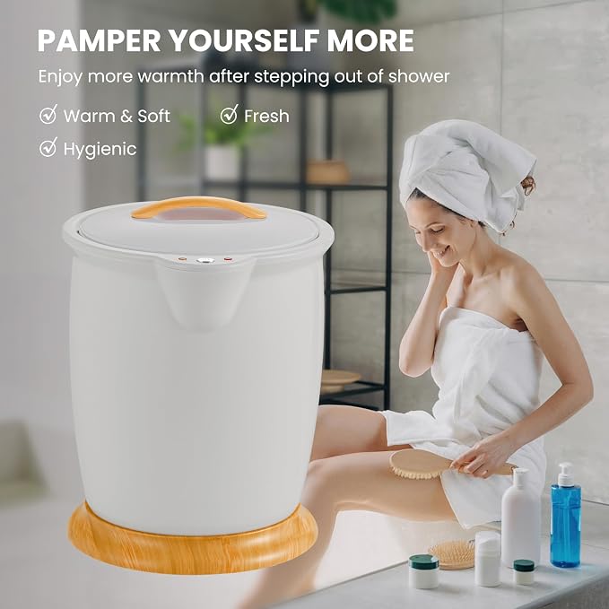 WELLHUT Towel Warmer Bucket Towel Warmers for Bathroom with Fragrance Holder, Luxury Spa Hot Towel Warmer, Towel Heater, Auto Shut Off, Holds Two 40"X70" Oversized Towels, Bathrobes, Blankets