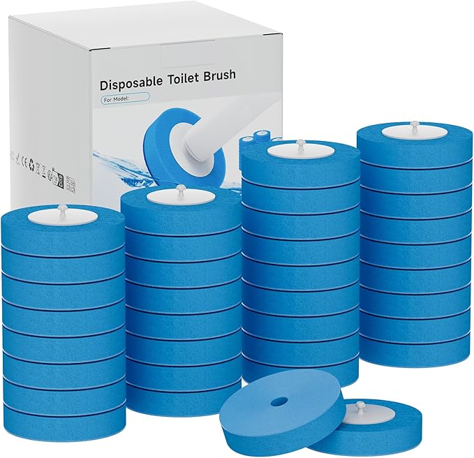 36PCS Disposable Electric Toilet Brush Heads, Toilet Cleaner Refill Pads, 3 Layer Sponge Brush with Cleaner, Wand Refills for SAKAKI Electric Toilet Cleaning Brush（Machine Not Included）