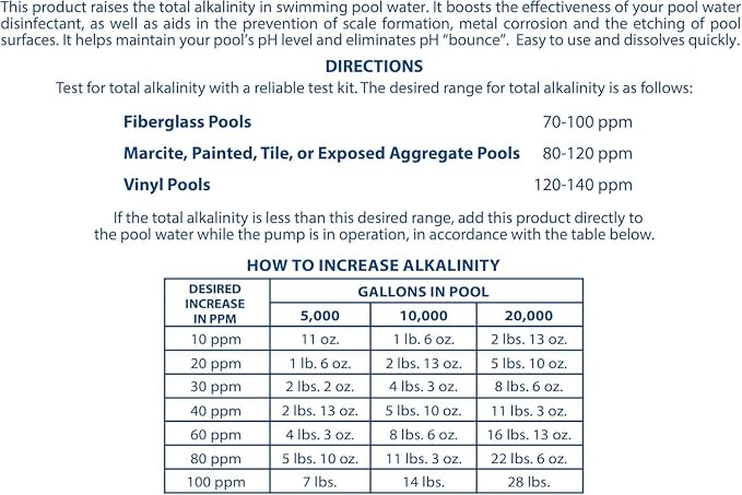 Pool Mate 5-Pounds Premium Alkalinity Increaser for Swimming Pools, 100% Sodium Bicarbonate