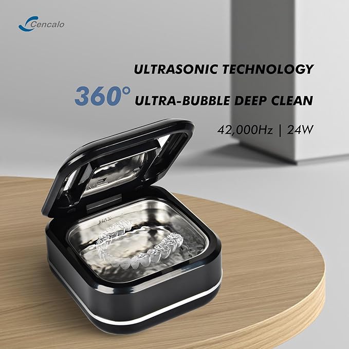 FSA HSA Eligible | 2-in-1 Ultrasonic & U-V Dental Cleaner, 42kHz Deep Cleaning Machine with Digital Timer, 180ml Pod for Retainers, Aligners, Mouth Guards | Viewing Port