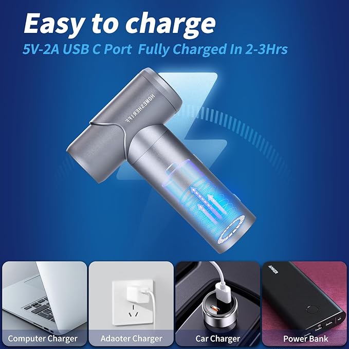 Compressed Air Duster-3 Gear Adjustable 150000RPM Electric Air Duster with LED Light, Rechargeable Cordless Air Blower for Keyboard Electric Devices Cleaning. Replaces Compressed Air Cans (space gray)