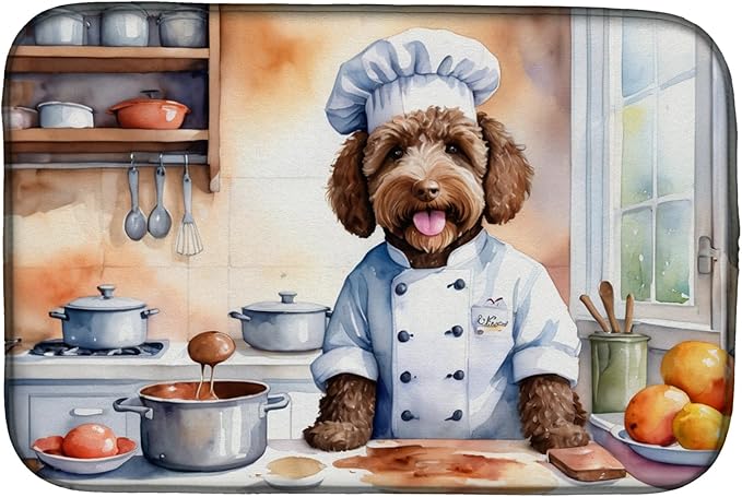 Caroline's Treasures DAC6279DDM Labradoodle The Chef Dish Drying Mat Absorbent Dish Drying Mat Pad for Kitchen Counter Dish Drainer Mat for Countertop, 14 x 21", Multicolor