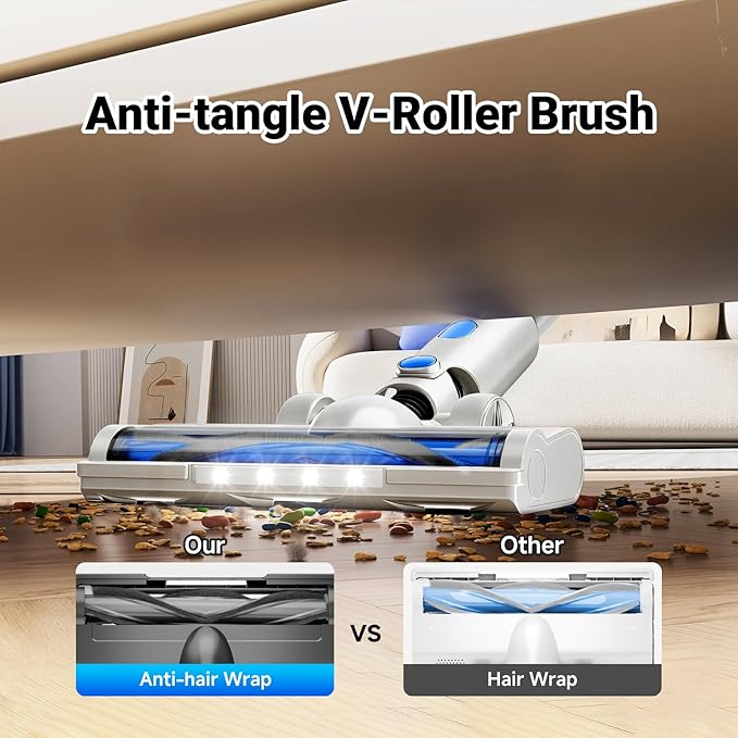 BSNAW Cordless Vacuum Cleaner, 8-in-1 Lightweight Stick Vacuum 45Min Runtime, Anti-Tangle Vacuum with Rechargeable Battery for Hardwood Floors, Carpet, Pet Hair, Under Furniture Cleaning, W-N505