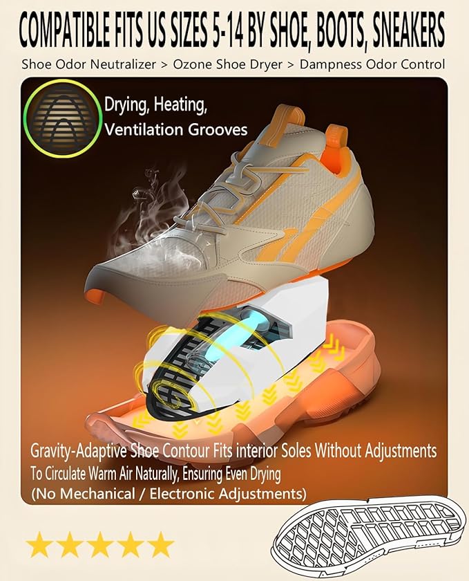 Shoe Dryers for Work Boots Portable Shoe Warmers & Dryer Boot Dryer for Smelly Shoes, Portable USB Powered Moisture & Odor Eliminator for Boots, Sneakers, Soccer Cleats, Travel-Ready Footwear Care