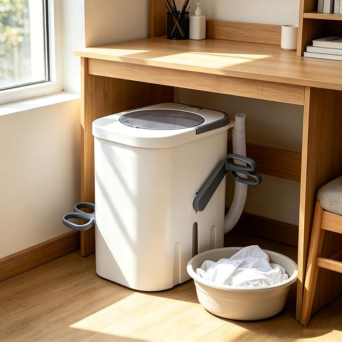 Manual Clothes Washer, Non electric Portable Rotary Washing Machine, Compact Hand Crank Rotary Washer for Dormitory Small Apartment