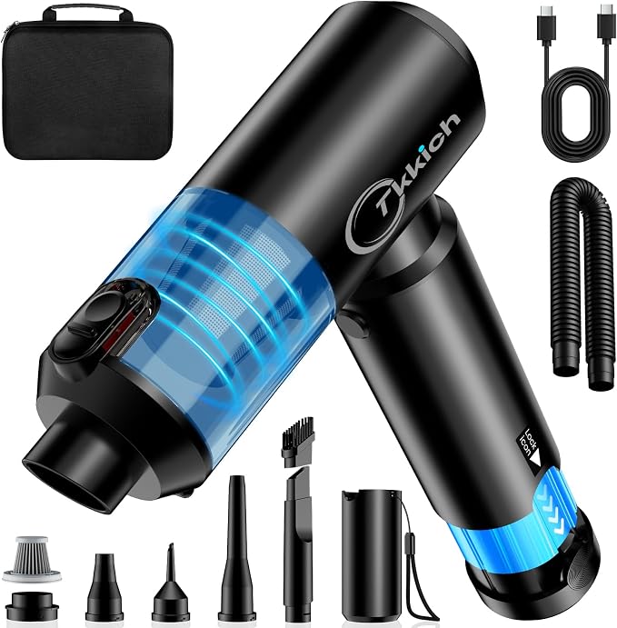 Cordless Car Vacuum Cleaner with Removable Battery as 35W Power Bank, 6-in-1 Handheld Vacuum Blower Set,18000PA Mini Vacuum Cleaner 6000mAH with Brushless Motor for Car Home -1 Battery