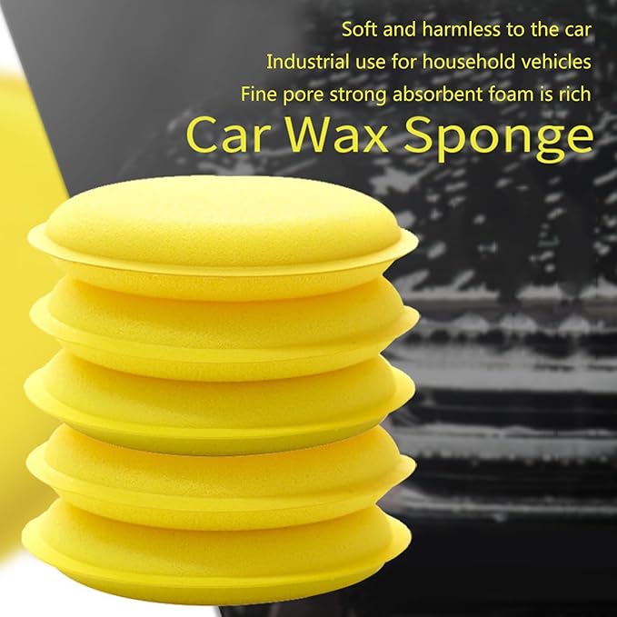 12 Pack Car Wax Applicator Foam Pads Round Shape Sponge for Cleaning and Polishing Vehicle