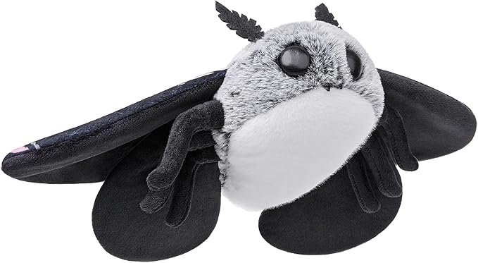 Cute Moth Plush Toy, Grey Moth Stuffed Animals 11in, Handmade Big Mothman Insect Plushie Model Toy, Unique Plush Gift Collection for Kids