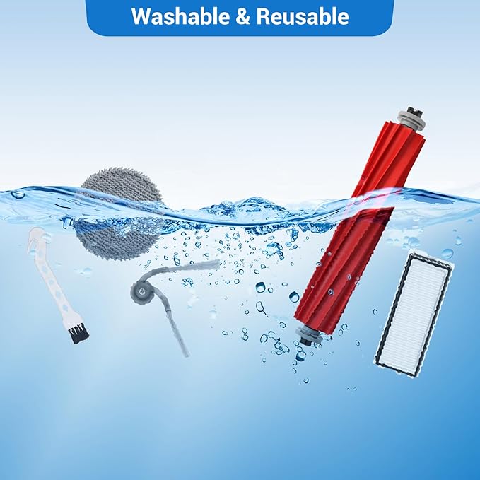 QV 35A Replacement Parts for Roborock QV 35A QV 35S QR 598 QR 798 Robotic Vacuum Cleaner with 1 Roller Brush,4 Mops,4 HEAP,4 Side Brushes,6 Dust Bags,1 Screwdrivers,1 Clean Brush Accessories