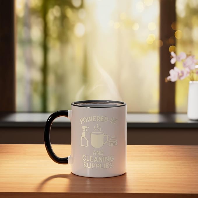 Coffee & Cleaning Supplies Daily Fuel Ceramic Mug, Black/White