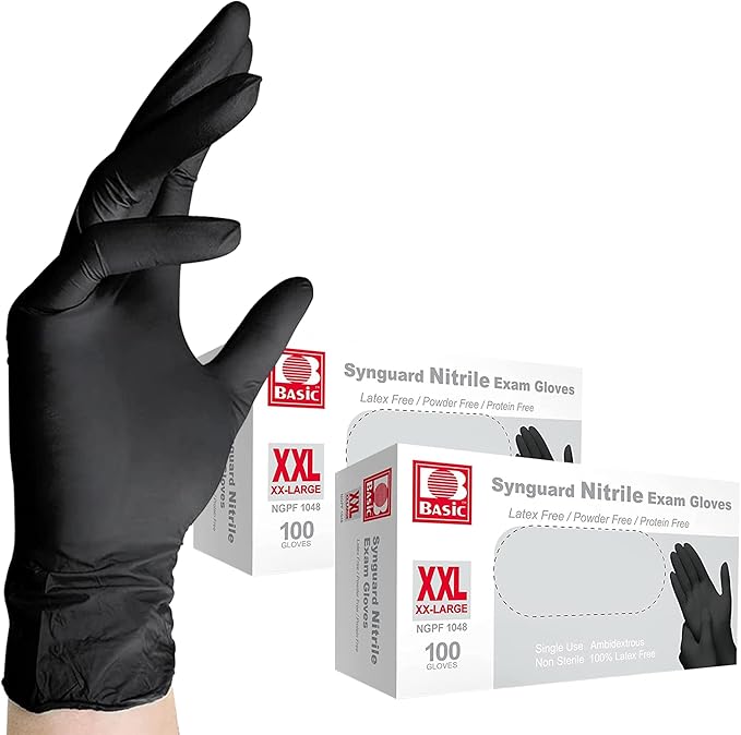 Jointown Unisex Adult Basic Medical Black Nitrile Exam Gloves