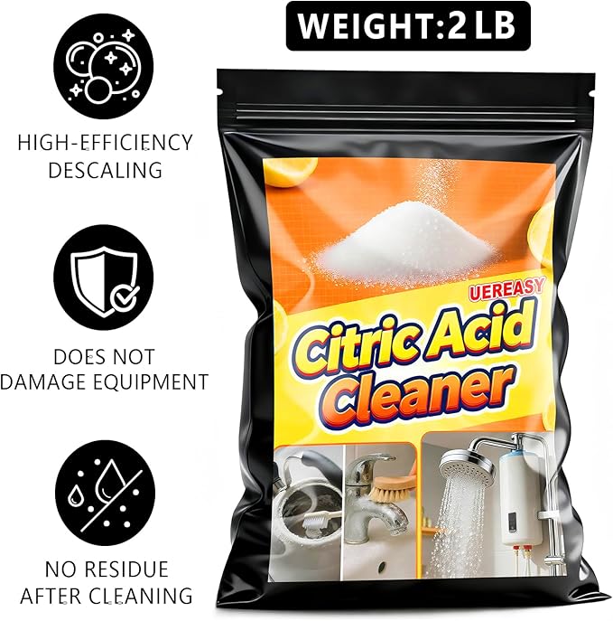 Distiller Descaler Citric Acid Cleaner, 2 Lb Bulk for Cleaning Water Distillers, Pure Citrus Acid Crystals Universal Residue Descaling Portable Distiller, Kettle, Boiler, Dispenser (32 oz)